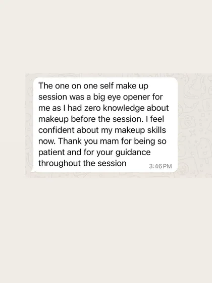 This student had zero knowledge about makeup before the session but now feels confident in her skills, thanks to my patient guidance.