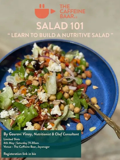 A flyer from my popular "Salad 101" workshop. We go beyond boring salads and learn to build hearty, nutritious bowls that are a complete 'oota' or meal.