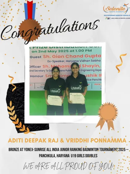 Bronze at the Nationals. Aditi & Vriddhi clinched the bronze in U-19 Girls Doubles at the All India Junior Ranking Tournament in Panchkula, Haryana.