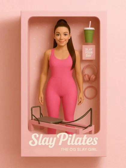 If I was a doll, this would be the starter pack. It’s not just a workout, it’s a whole aesthetic, complete with a reformer and an iced matcha.