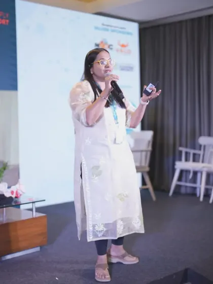 A close up of our team member leading the powerful session on menstrual health for para athletes. We believe in creating safe spaces where sensitive topics can be discussed openly, leading to empathy and, ultimately, action.
