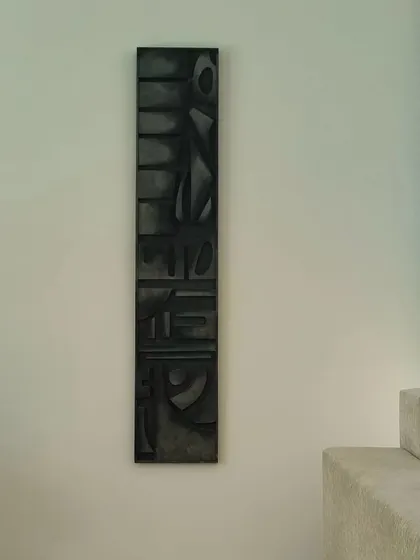A tall, narrow 5ft x 1ft textured piece on board. This format is perfect for columns or narrow wall spaces, adding an artistic touch to often-overlooked areas.