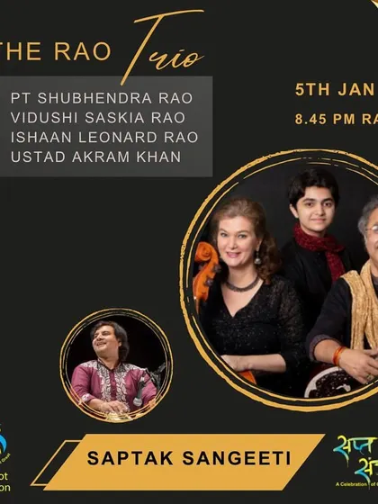 A poster for The Rao Trio's performance in Rajkot, Gujarat. We were so glad to perform as a family at the wonderful Sapta Sangeeti music festival.