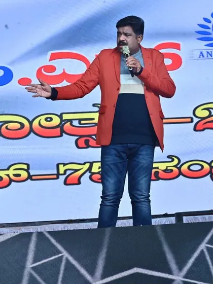 On stage during the 25th-anniversary celebration of RCN Channel in Hunsur. It was a big event with a large local audience.