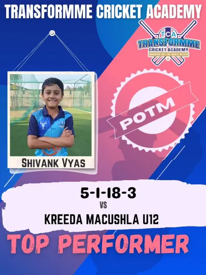 Shivank Vyas, a top performer of the week for his 3-wicket haul in a U-12 match.