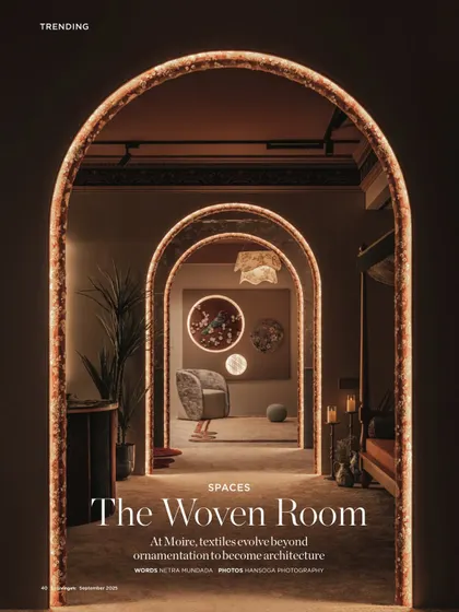 We were so grateful to see our vision for the Moire boutique celebrated on the pages of Livingetc India. This feature, titled "The Woven Room," beautifully captured our philosophy of letting textiles evolve beyond ornamentation to become architecture itself.