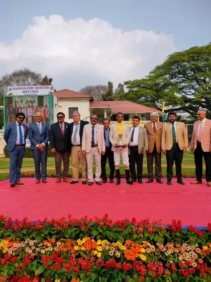 The presentation ceremony for The Maj. C. Newton-Davis Memorial Trophy with the winning team of Del Aviz.