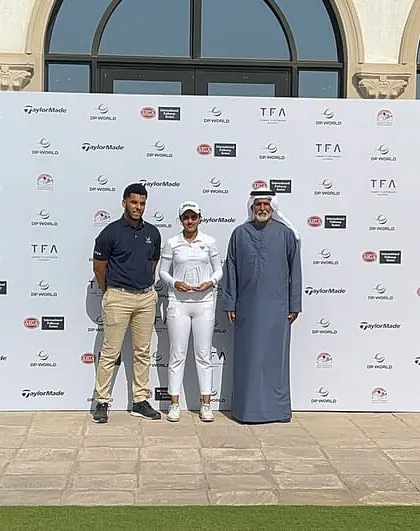 A proud moment for Mahreen Bhatia as she receives her Runner-up award at the Tommy Fleetwood International Pathway Series, held at the Yas Links Golf Course.
