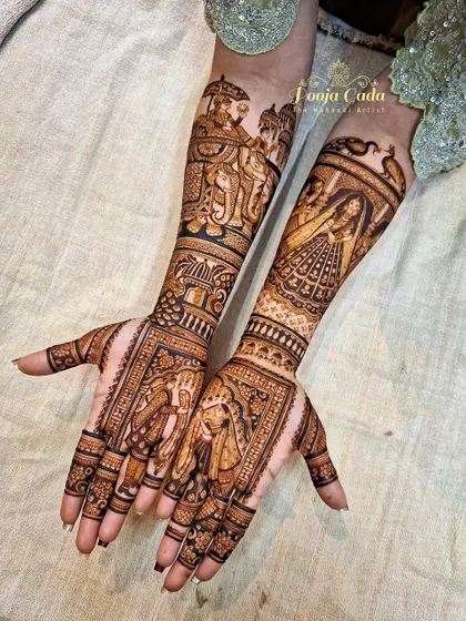 A closer view of the intricate figures for our bride from Ireland, showing the detail in the groom's procession and the bride's portrait.