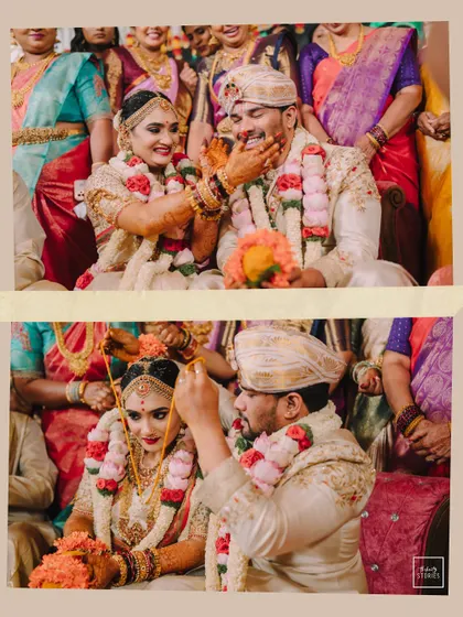 A diptych capturing the playful and sacred moments of a wedding ceremony. These images show the blend of fun and tradition that makes each wedding unique.