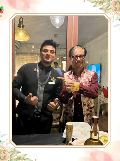 Our Senior Mixologist Manish with a happy client at a private house party. We bring the same level of professionalism and quality to events of all sizes.