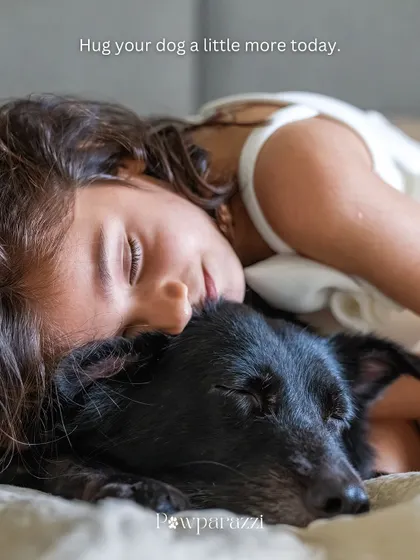 A hug that says it all. Athena and her indie dog Pakodi share a quiet, sleepy cuddle. These tender moments are just as important to capture as the playful ones.