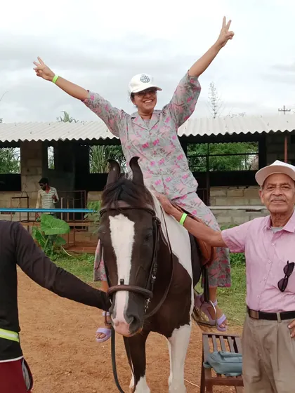 Enjoying a weekend petting animals and even trying some horseback riding. I'm always open to new experiences.