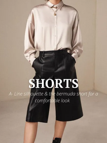 A duplicate view of the comfortable and chic Bermuda shorts trend.