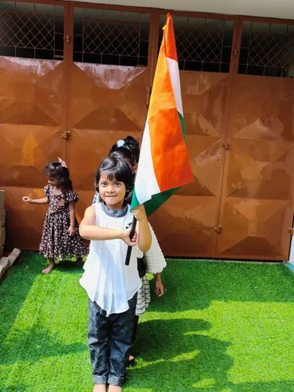 Another shot of a proud student holding the Indian flag during our Republic Day event.