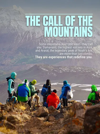A team rests and takes in the view during the Damavand expedition in Iran. This climb is a true high-altitude challenge that redefines what you think is possible.