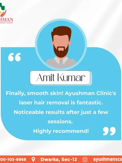 Our clients often see noticeable results after just a few sessions. We are proud to have helped so many people, like Amit Kumar, achieve the smooth skin they've always wanted.