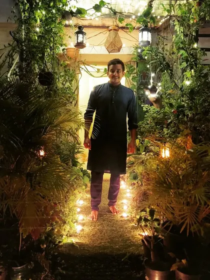 Here I am, standing in my garden during Diwali. It’s more than just a project; it’s my home and my sanctuary, a place of celebration and peace.
