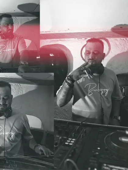 A cool, stylized collage of photos from a night at Olive. The black and white images with a splash of red capture the moody, artistic vibe of the venue.