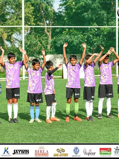 The Under 13 Final of the MDL Tournament, with our players lined up before the match.