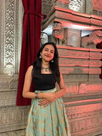 Just feeling the desi girl vibe in this traditional outfit at an event. I love dressing up in ethnic wear.