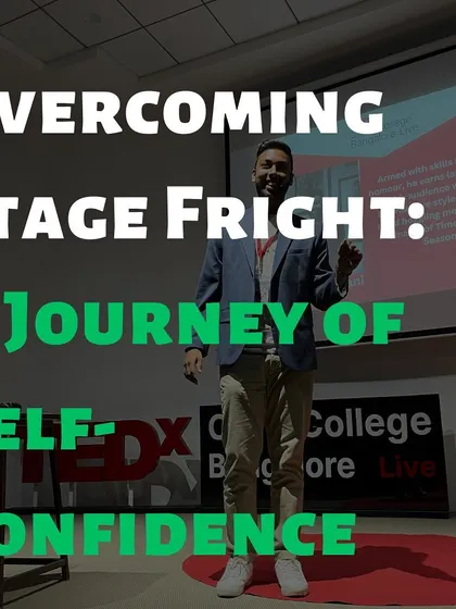 This image, titled "Overcoming Stage Fright," represents the core of my coaching philosophy. It's a journey of building self-confidence, one step at a time.