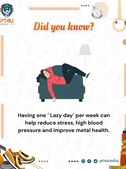 Did you know a 'lazy day' can be good for you? Taking one day a week to rest and recover can help reduce stress and high blood pressure, which is a key part of a sustainable fitness plan.