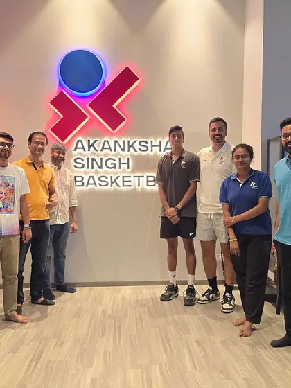 A group photo with visitors from another academy. We believe in building a strong basketball community by sharing knowledge and experiences.