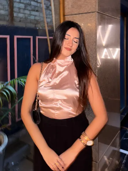 An eyes-closed, serene pose.
