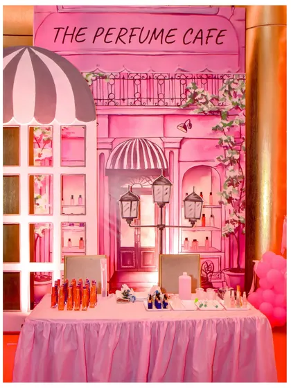 'The Perfume Cafe' was another creative station where kids could create their own scents. The hand-painted backdrop of a Parisian shopfront made the activity even more special.