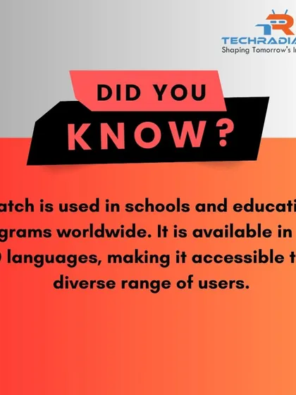 A "Did You Know?" fact about the Scratch programming language, noting its use in schools worldwide and its availability in over 70 languages.