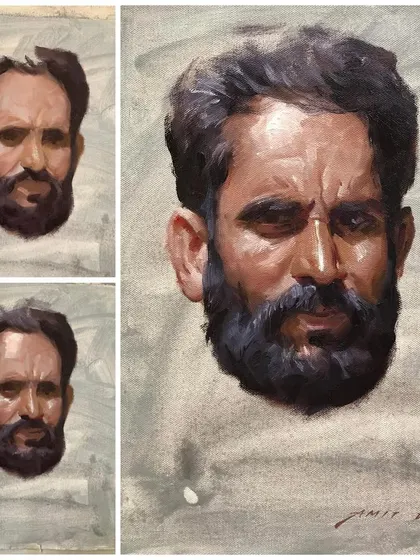 An online portrait demonstration for a faculty development program in Rajasthan. I painted these three small studies in about 30 minutes.