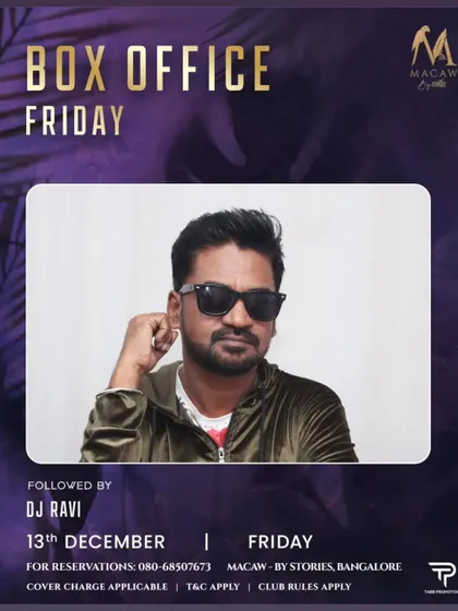 The poster for 'Box Office Friday' at Macaw, featuring a cool shot of me.