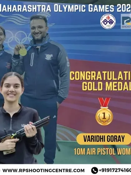 Our student Varidhi Goray wins the Gold medal in the 10m Air Pistol Women event at the Maharashtra Olympic Games. A fantastic achievement.
