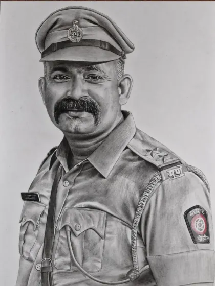 A commissioned portrait of a Maharashtra police officer, drawn with respect for the uniform and the individual. My realistic pencil drawings are a perfect way to honor the important people in your life.