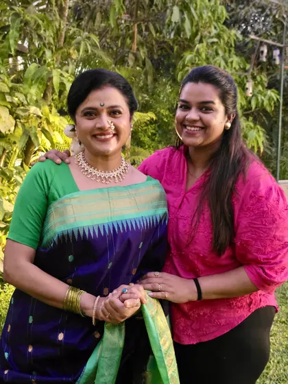 With the graceful Bhargavi Chirmuley. I created soft, traditional looks for all the artists in the video.