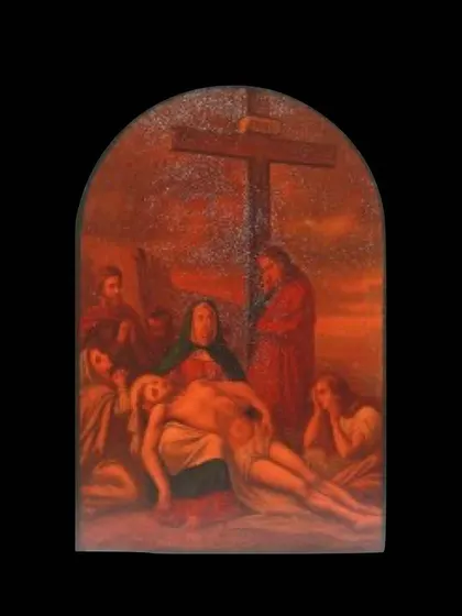 A duplicate of the final painting, the deposition, highlighting the sorrowful conclusion to the narrative.