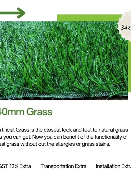 A close-up of 40mm grass. This is the closest you can get to the look and feel of natural grass without any of the allergies or maintenance hassles.