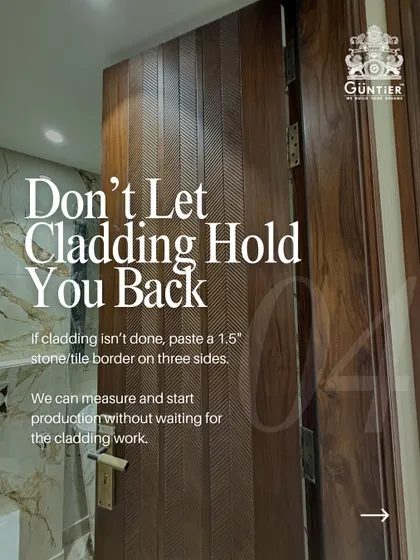 You don't have to wait for cladding to be finished. By pasting a small stone or tile border, we can get the measurements we need to start production, saving valuable time on your project schedule.