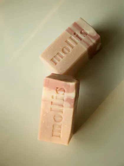 My Flower Market soap, scented with rose geranium and honeysuckle, is now available in a new shape.