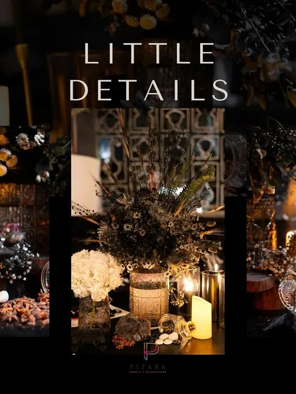 A collage of the little details that brought our "magical elixir" theme to life. We used a mix of dried florals, spices, stones, and candles to create a mystical and enchanting atmosphere.