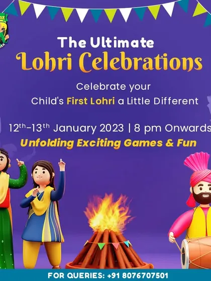 We host cultural celebrations too, like this event for Lohri. This poster announced our ultimate Lohri celebration, inviting families to celebrate their child's first Lohri with us.