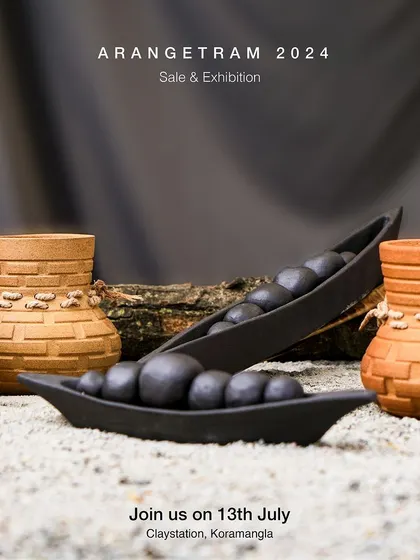 Bhubneswar, a design student inspired by Assam’s lush landscapes and tribal heritage, showcases his work at Arangetram. His collection is inspired by the Bodo tribe, blending traditional art and craft with modern aesthetics to create pieces for living and dining spaces.