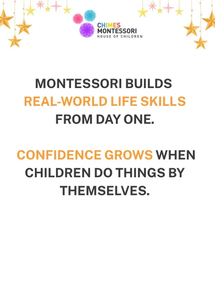 Confidence grows when children do things by themselves. Montessori builds real-world life skills from day one.