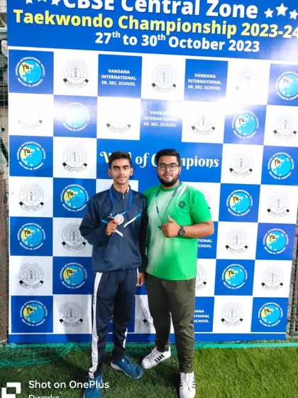 Celebrating a successful haul at the CBSE Central Zone Championship with Ansh Sharma, who won a silver medal. Our team brought home one gold and three silver medals.