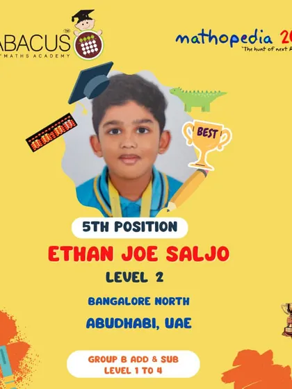 Ethan Joe Saljo from Bangalore North/Abu Dhabi, celebrating his 5th Position win.