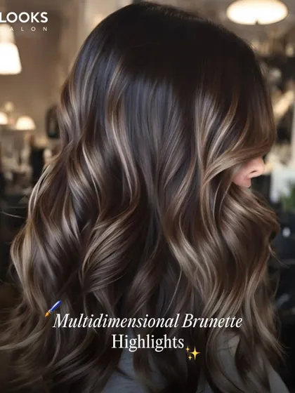 Our Multidimensional Brunette Highlights add depth and movement to your hair. By weaving in different shades of brown, we create a natural, sun-kissed effect that looks vibrant and full of life. This technique is customized to your base color for a seamless, sophisticated finish.