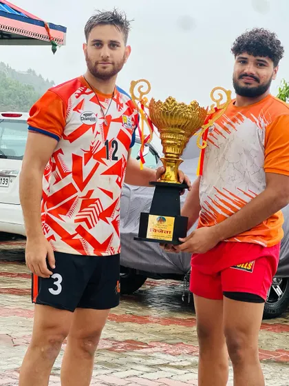 Another shot of our players celebrating their hard-earned win in the Himachal kabaddi tournament.