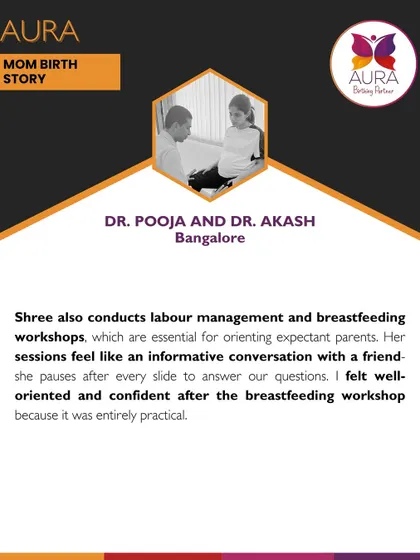 Here, Dr. Pooja talks about how our labor management and breastfeeding workshops felt like an informative conversation with a friend. This approachability is key to how I teach, ensuring parents feel well oriented and confident.