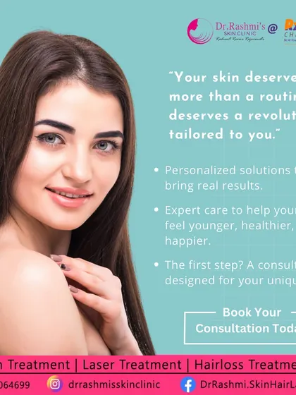 Your skin deserves more than a generic routine; it deserves a personalized revolution. This graphic encapsulates my clinic's philosophy: providing expert, tailored solutions to help your skin feel younger, healthier, and happier.